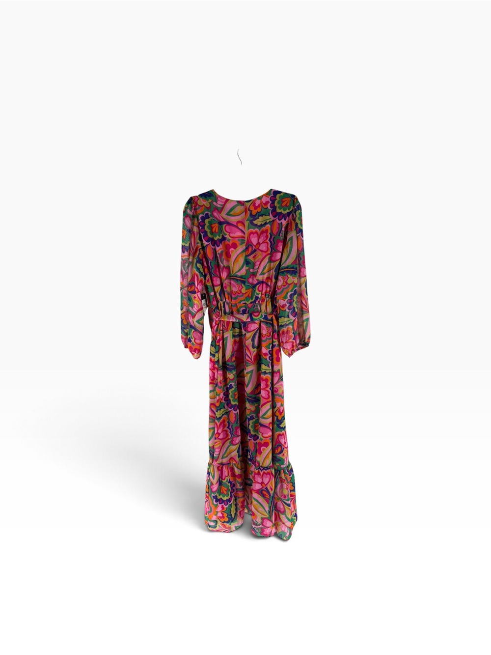 New Jessica Howard Floral V-Neck Long Sleeve Maxi Dress in Pink size 14 W - Picture 3 of 6